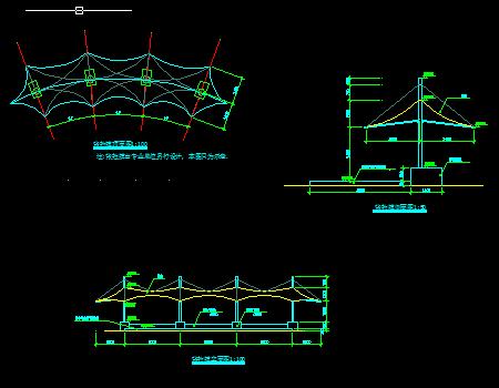 张拉膜设计施工图免费下载 - 小品及配套设施 - 土木工程网
